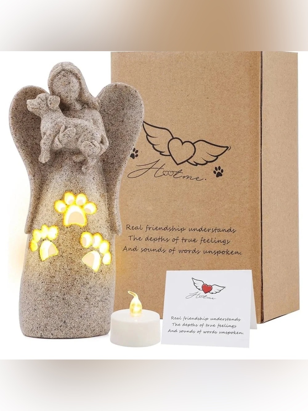 Angel of Friendship Dog Memorial Candle Holder